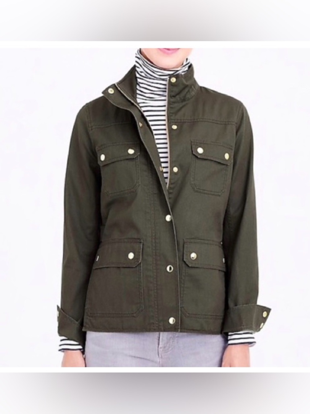 J.Crew Relaxed Boyfriend Fit Field Jacket in Olive Green M